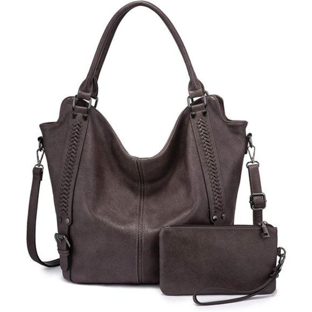 Brown Bag PU Leather Shoulder Bags Fashion Hobo Bags Large Purse and Handbags